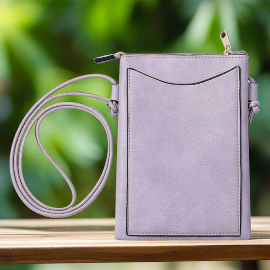 Lavender - Hummingbird laser cut crossbody cellphone bag