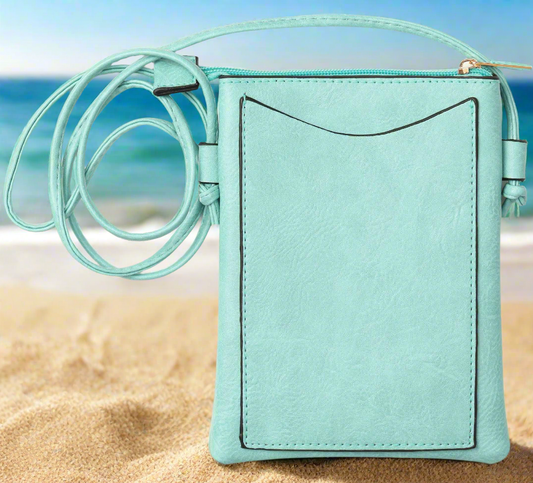 Aqua - Whale Tail Lacer cut crossbody cellphone bag
