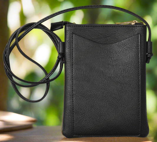 Black - Aztec Lacer cut crossbody cellphone bag