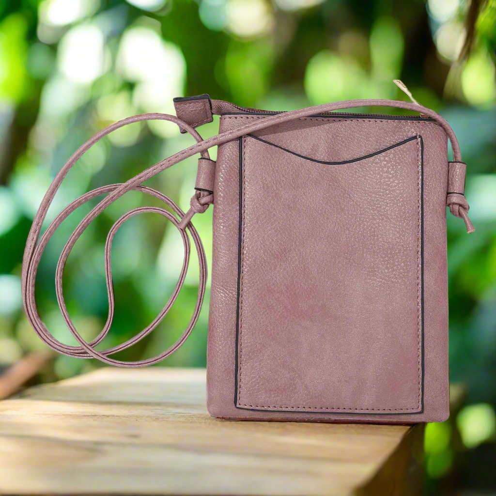 Plum - Birds and Flower Lacer Cut Crossbody cellphone bag