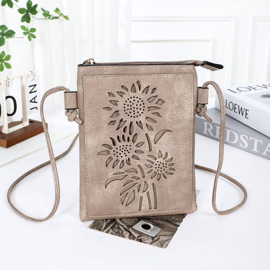 Sand - Sunflower laser cut crossbody cellphone bag