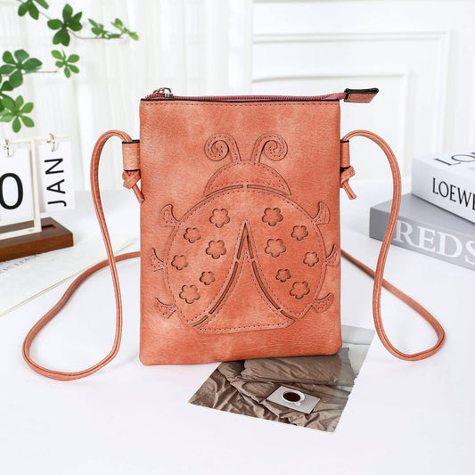 Coral - Ladybug laser cut crossbody cellphone bag