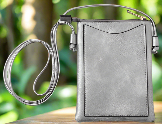 Grey - Cat Laser Cut Cross Body Cell Phone Bag