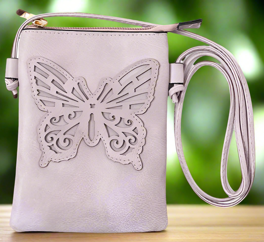 Purple - Butterfly Cut Crossbody Bag With Cellphone Pocket