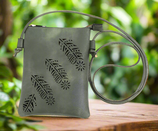 Olive - Feather Cut Crossbody Cellphone Bags