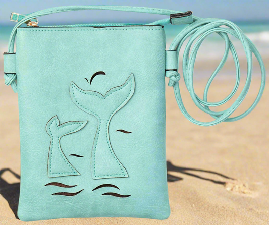 Aqua - Whale Tail Lacer cut crossbody cellphone bag
