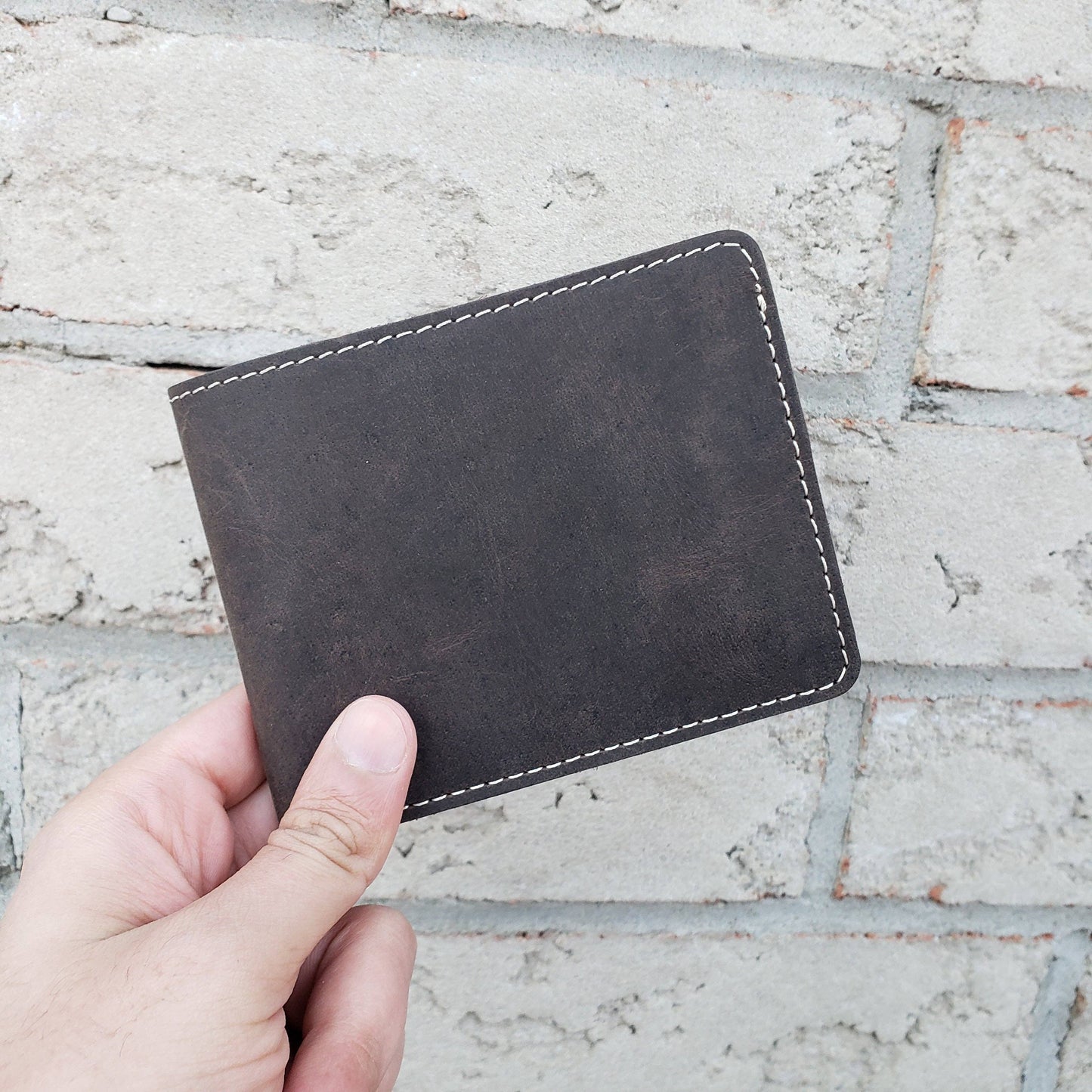 Brown Full Grain Leather Minimalist Wallet