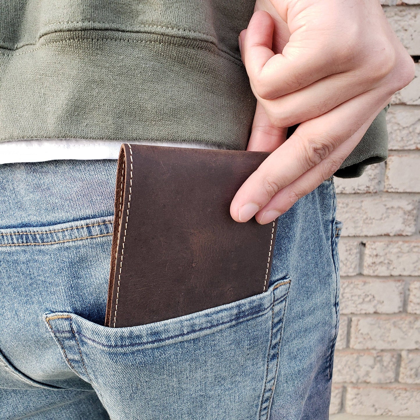 Brown Full Grain Leather Minimalist Wallet
